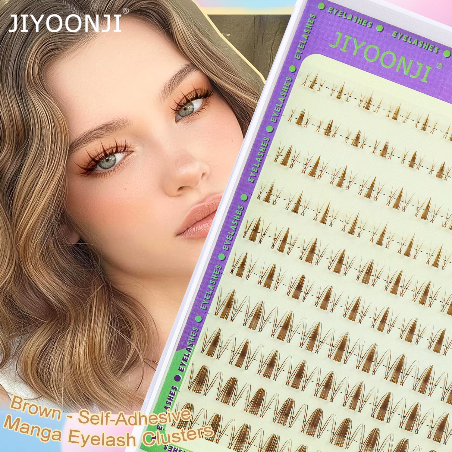 Eyelash Extension No 8 - 100 Clusters, Self-Adhesive Eyelash Clusters, Manga-Style