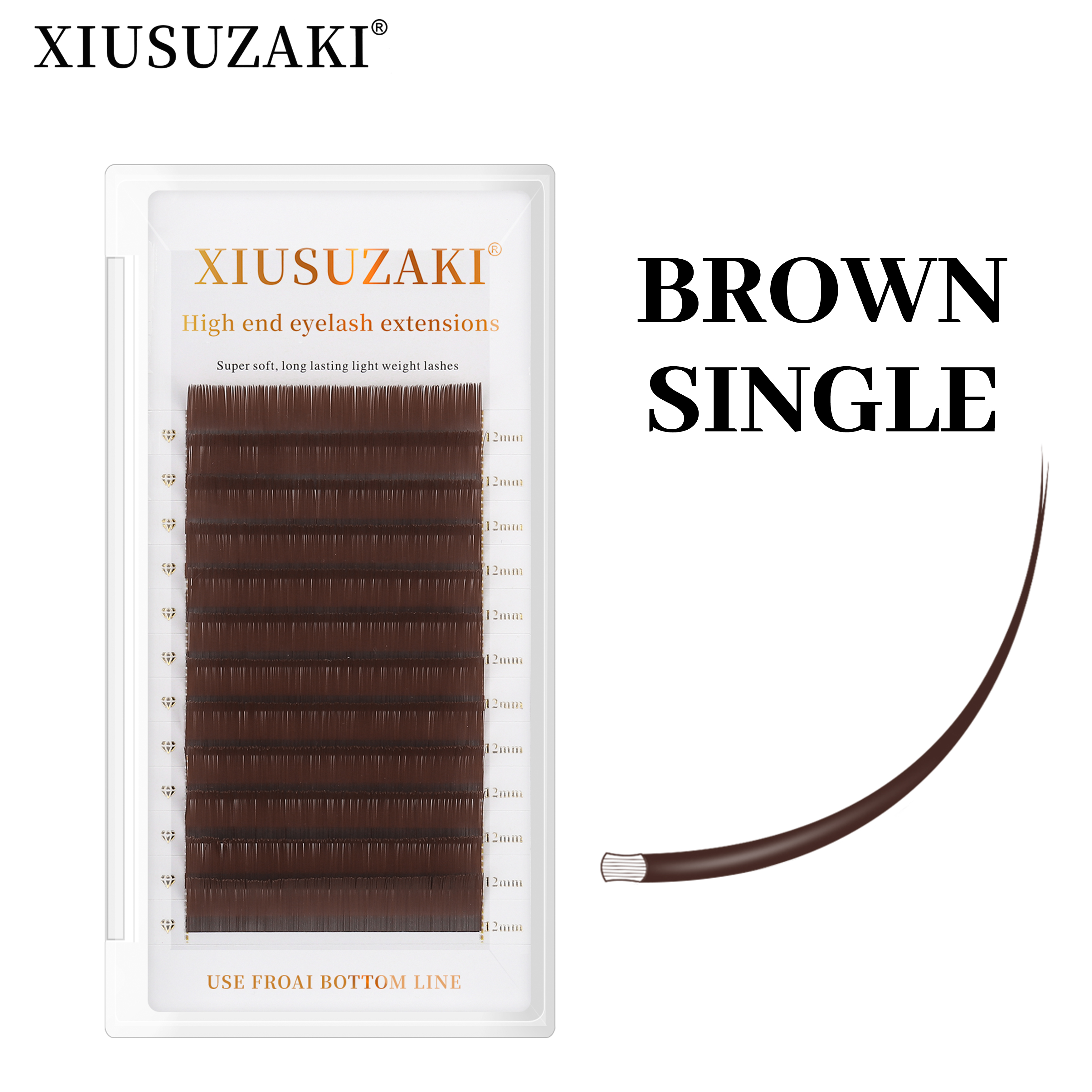 Eyelash Extension Human Hair - XIUSUZAKI Brown Grey Flat Eyelash Extensions