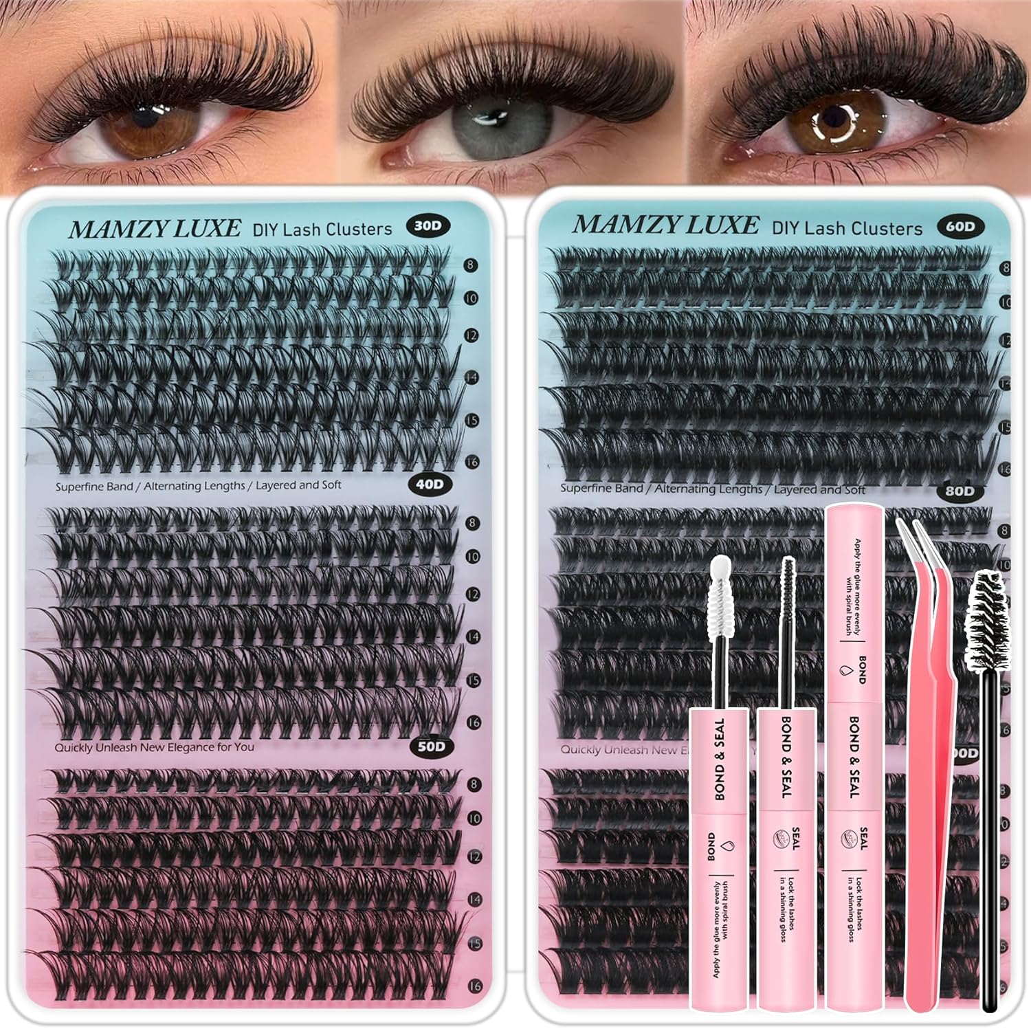 Eyelash Extension Images Free - 708Pcs Lash Clusters Kit 30D-100D Wispy