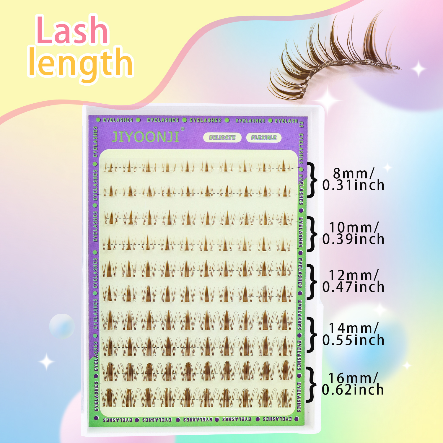 100 Clusters, Self-Adhesive Ey - Eyelash Extension No 8 리뷰 및 가격
