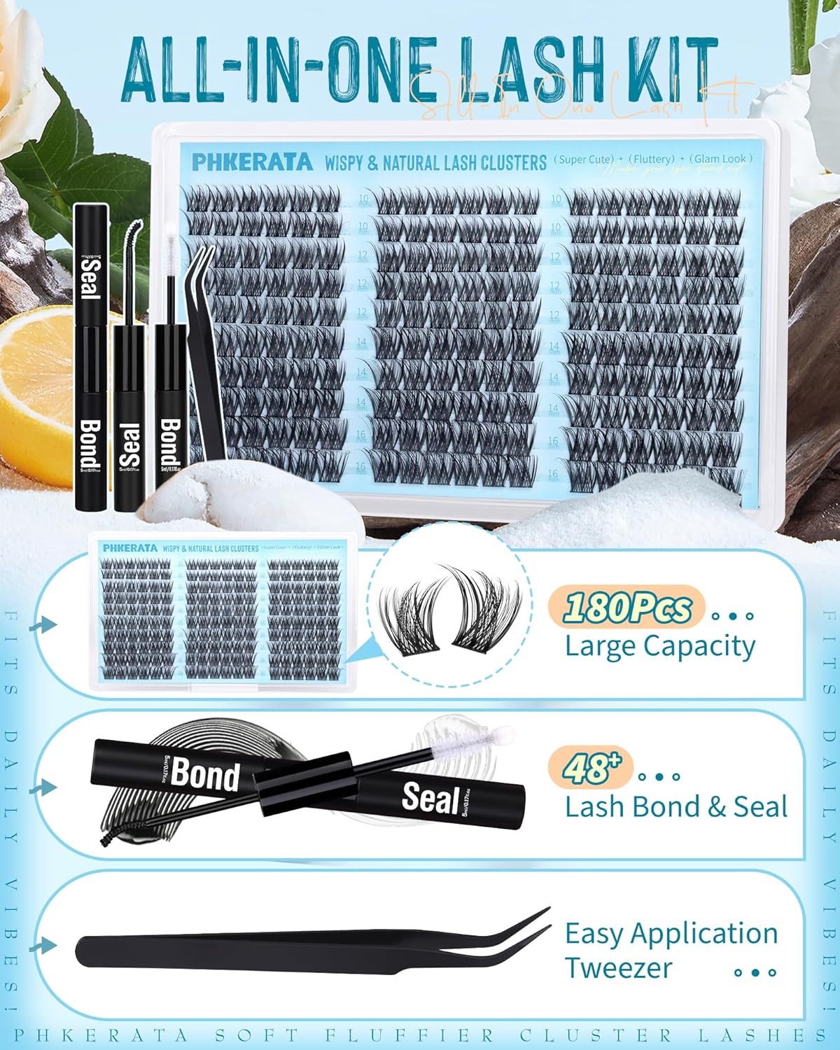 Natural Lash Clusters Kit 180P - Eyelash Extension Images Free 리뷰 및 가격
