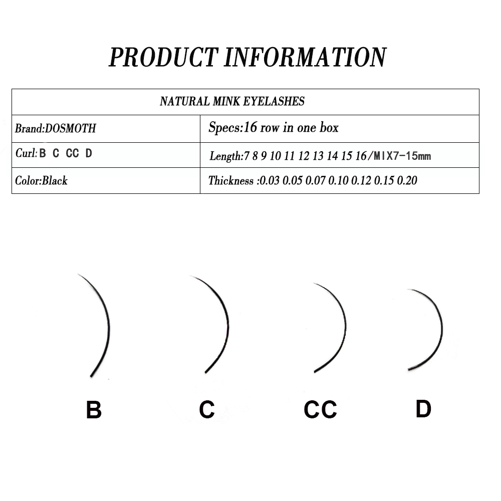 DOSMOTH 10 boxes 16rows 7-16mm - Eyelash Extension Human Hair 리뷰 및 가격