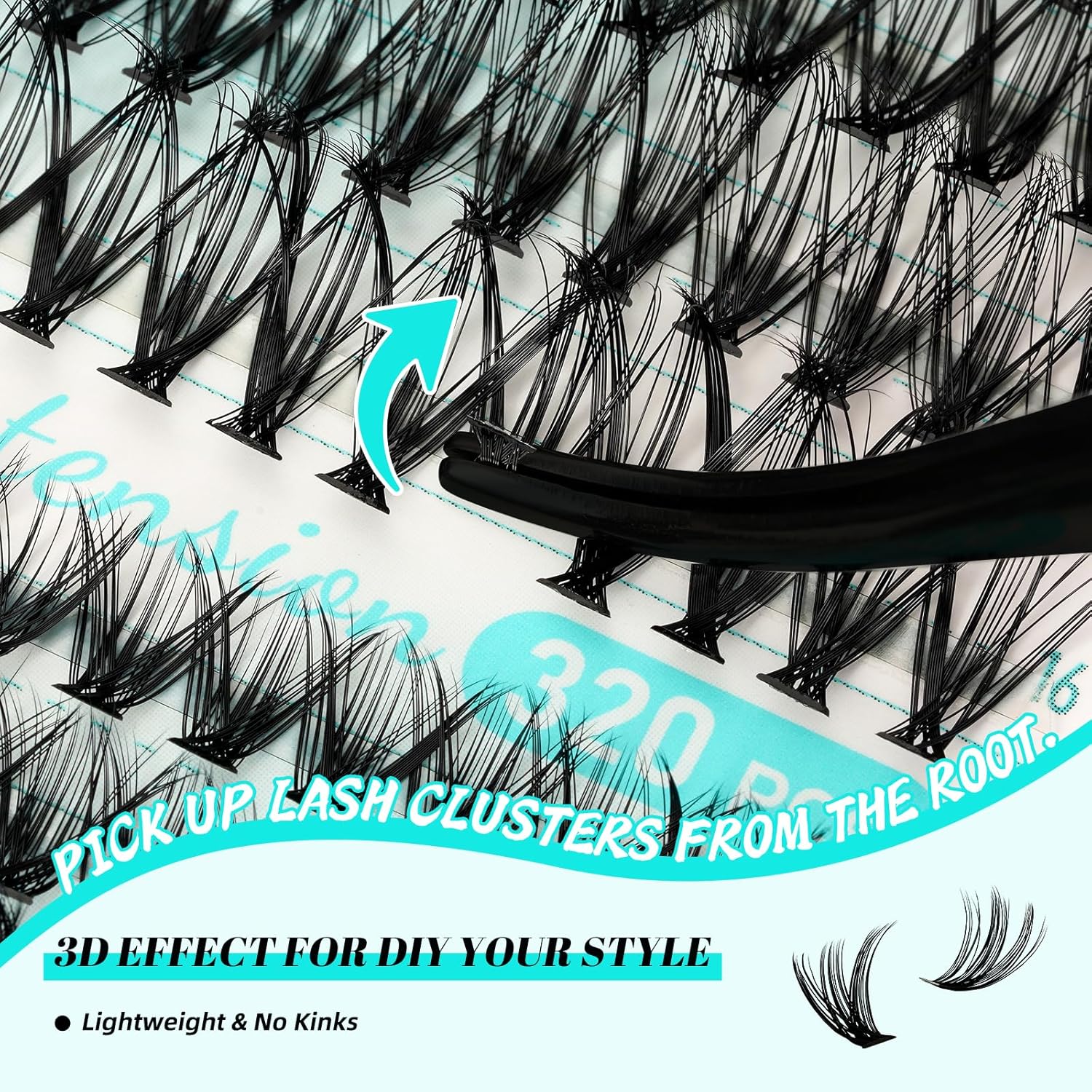 DIY Lash Clusters Kit 320Pcs,  - Eyelash Extension Images Free 리뷰 및 가격