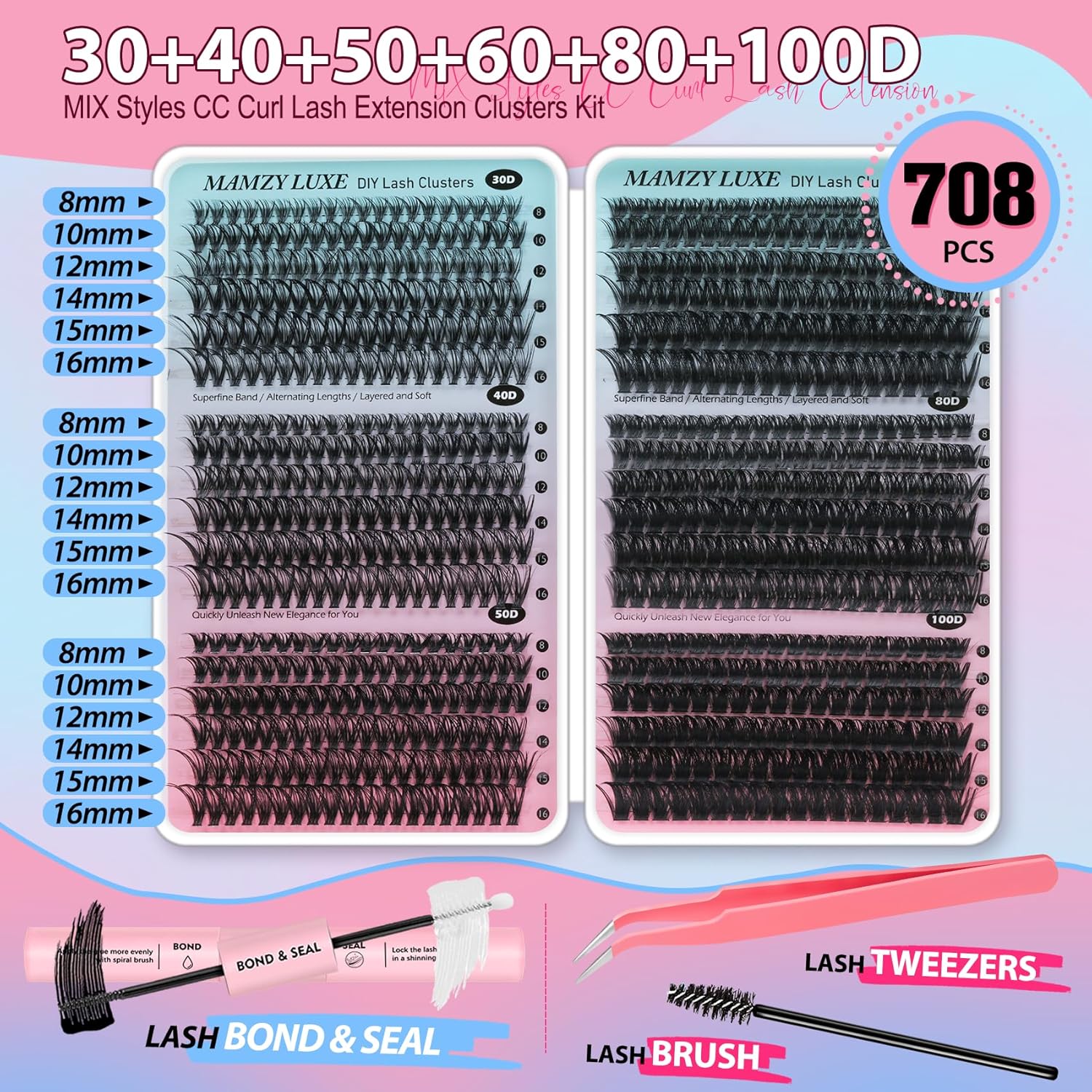 708Pcs Lash Clusters Kit 30D-1 - Eyelash Extension Images Free 리뷰 및 가격